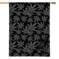 Black And Grey Pot Leaf Pattern Print House Flag