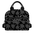 Black And Grey Pot Leaf Pattern Print Insulated Lunch Bag