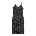 Black And Grey Pot Leaf Pattern Print Jersey Midi Cami Dress