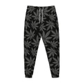 Black And Grey Pot Leaf Pattern Print Jogger Pants
