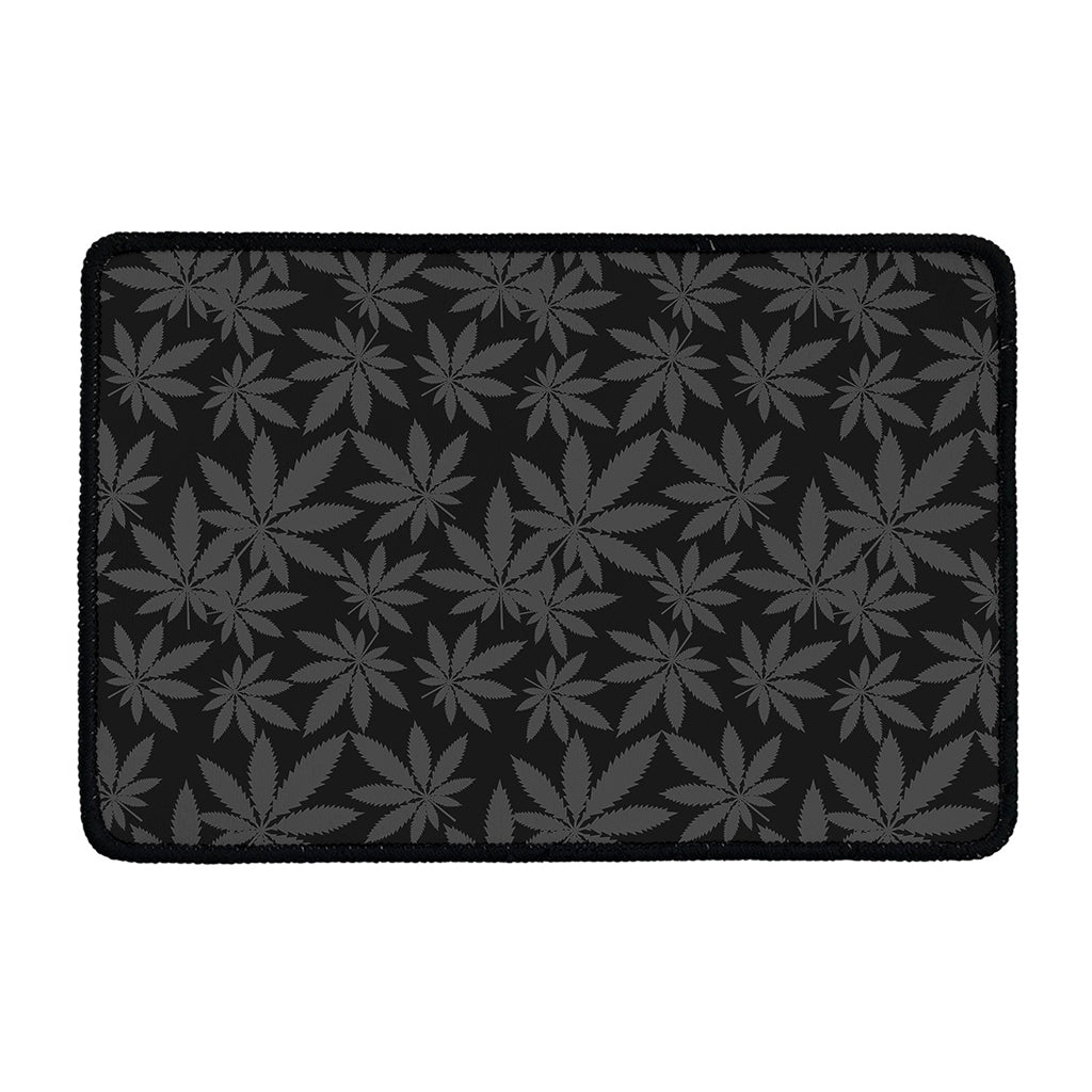 Black And Grey Pot Leaf Pattern Print Kitchen Mat