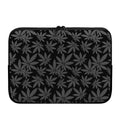 Black And Grey Pot Leaf Pattern Print Laptop Sleeve