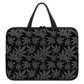 Black And Grey Pot Leaf Pattern Print Laptop Sleeve With Handle