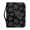 Black And Grey Pot Leaf Pattern Print Leather Bible Cover