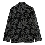 Black And Grey Pot Leaf Pattern Print Men's Blazer