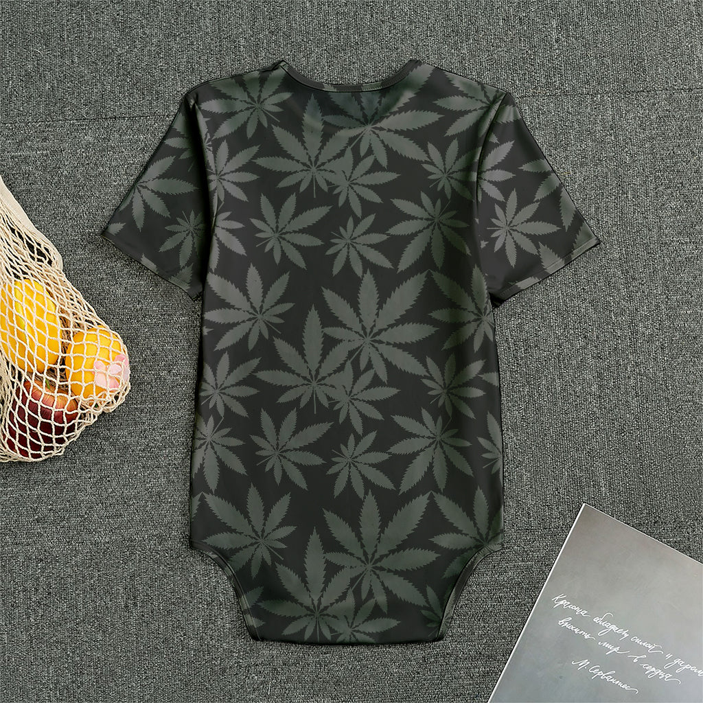 Black And Grey Pot Leaf Pattern Print Men's Bodysuit
