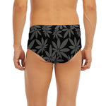 Black And Grey Pot Leaf Pattern Print Men's Briefs