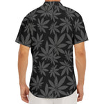 Black And Grey Pot Leaf Pattern Print Men's Deep V-Neck Shirt