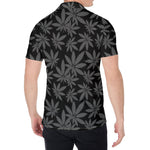 Black And Grey Pot Leaf Pattern Print Men's Shirt