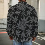 Black And Grey Pot Leaf Pattern Print Men's Shirt Jacket