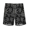 Black And Grey Pot Leaf Pattern Print Men's Athletic Shorts