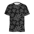 Black And Grey Pot Leaf Pattern Print Men's Athletic T-Shirt