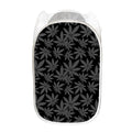 Black And Grey Pot Leaf Pattern Print Mesh Laundry Hamper