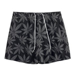 Black And Grey Pot Leaf Pattern Print Mesh Shorts