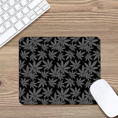Black And Grey Pot Leaf Pattern Print Mouse Pad