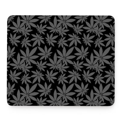 Black And Grey Pot Leaf Pattern Print Mouse Pad