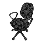 Black And Grey Pot Leaf Pattern Print Office Chair Cover