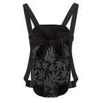 Black And Grey Pot Leaf Pattern Print Pet Carrier Backpack