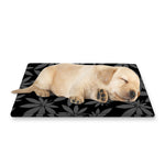 Black And Grey Pot Leaf Pattern Print Pet Cooling Mat Cover