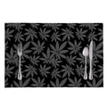 Black And Grey Pot Leaf Pattern Print Placemat