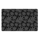 Black And Grey Pot Leaf Pattern Print Polyester Doormat