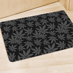 Black And Grey Pot Leaf Pattern Print Polyester Doormat