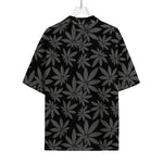 Black And Grey Pot Leaf Pattern Print Rayon Hawaiian Shirt