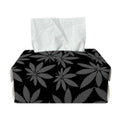 Black And Grey Pot Leaf Pattern Print Rectangle Tissue Box Cover