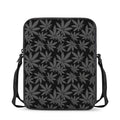 Black And Grey Pot Leaf Pattern Print Rectangular Crossbody Bag