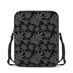 Black And Grey Pot Leaf Pattern Print Rectangular Crossbody Bag