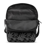 Black And Grey Pot Leaf Pattern Print Rectangular Crossbody Bag