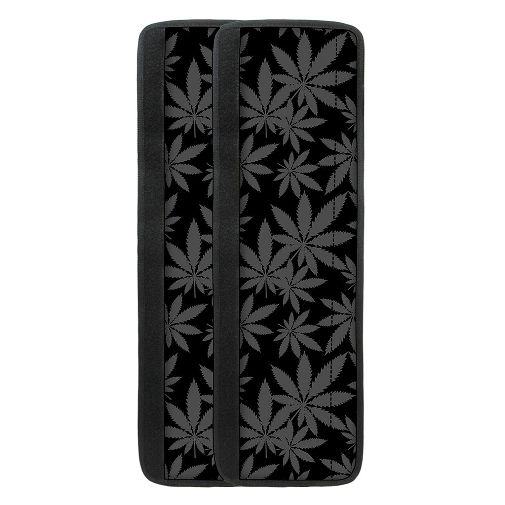 Black And Grey Pot Leaf Pattern Print Refrigerator Handle Covers