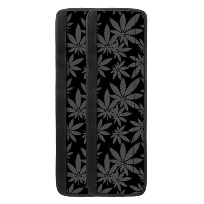 Black And Grey Pot Leaf Pattern Print Refrigerator Handle Covers