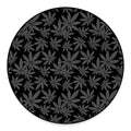 Black And Grey Pot Leaf Pattern Print Round Floor Mat