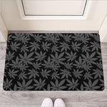 Black And Grey Pot Leaf Pattern Print Rubber Doormat