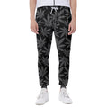 Black And Grey Pot Leaf Pattern Print Joggers