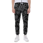 Black And Grey Pot Leaf Pattern Print Scuba Joggers