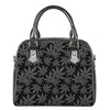 Black And Grey Pot Leaf Pattern Print Shoulder Handbag