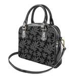 Black And Grey Pot Leaf Pattern Print Shoulder Handbag