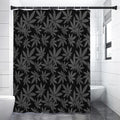 Black And Grey Pot Leaf Pattern Print Shower Curtain