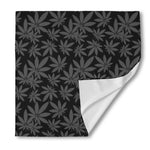 Black And Grey Pot Leaf Pattern Print Silk Bandana