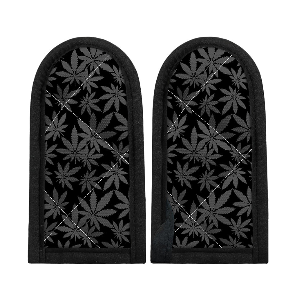 Black And Grey Pot Leaf Pattern Print Skillet Handle Cover