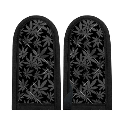 Black And Grey Pot Leaf Pattern Print Skillet Handle Cover