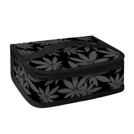 Black And Grey Pot Leaf Pattern Print Small Lunch Bag