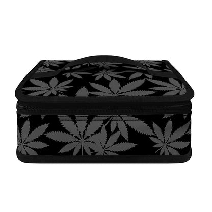Black And Grey Pot Leaf Pattern Print Small Lunch Bag