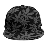 Black And Grey Pot Leaf Pattern Print Snapback Cap