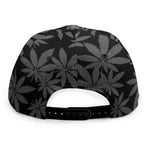 Black And Grey Pot Leaf Pattern Print Snapback Cap