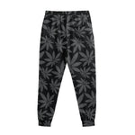 Black And Grey Pot Leaf Pattern Print Sweatpants