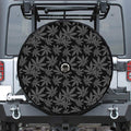 Black And Grey Pot Leaf Pattern Print Tire Cover With Camera Hole