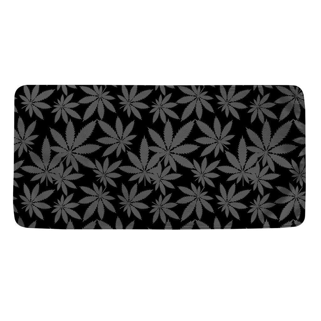 Black And Grey Pot Leaf Pattern Print Towel